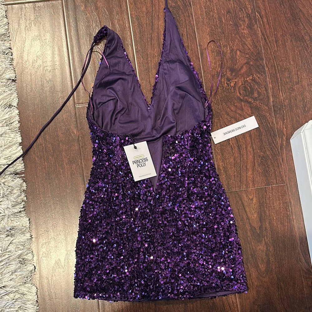 Purple Sequin Mini Dress